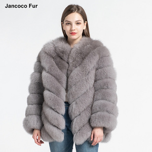 High Quality Women's Real Fur Coat Winter Thick Warm Fox Fur Jackets New Fashion Overcoat S7562