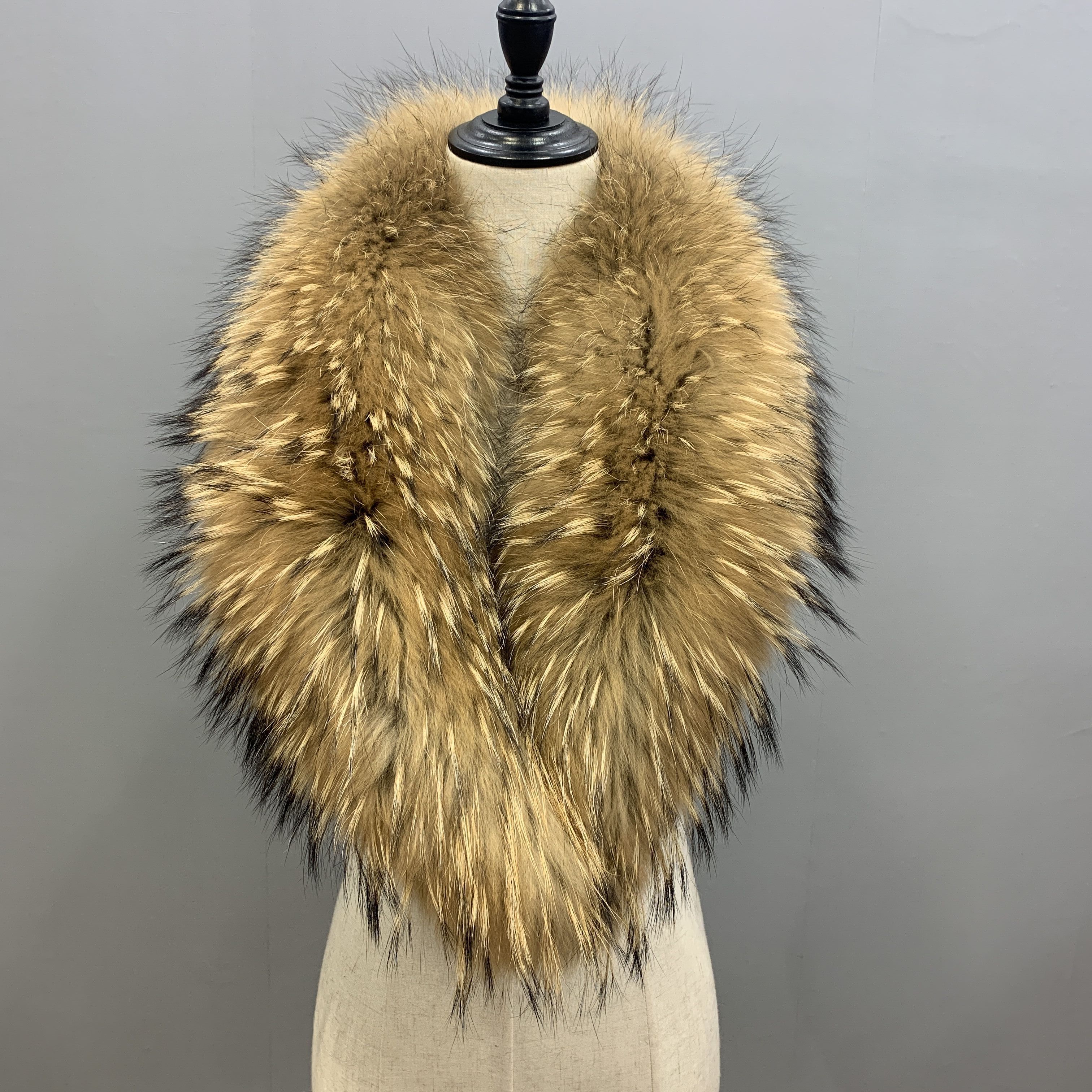 Hot Selling Fashion Luxury Style Women Real Raccoon Fur Collar for Hood Scarf