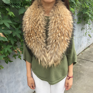 Hot Selling Fashion Luxury Style Women Real Raccoon Fur Collar for Hood Scarf