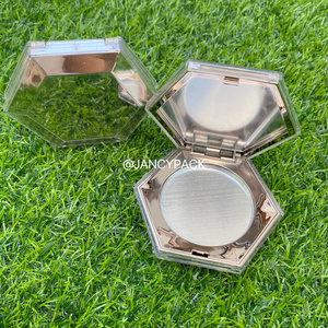 Luxury Hexagon Rose Gold Glitter Empty Eyeshadow Packaging Pan Size D54MM highlighter concealer Compact Powder Case