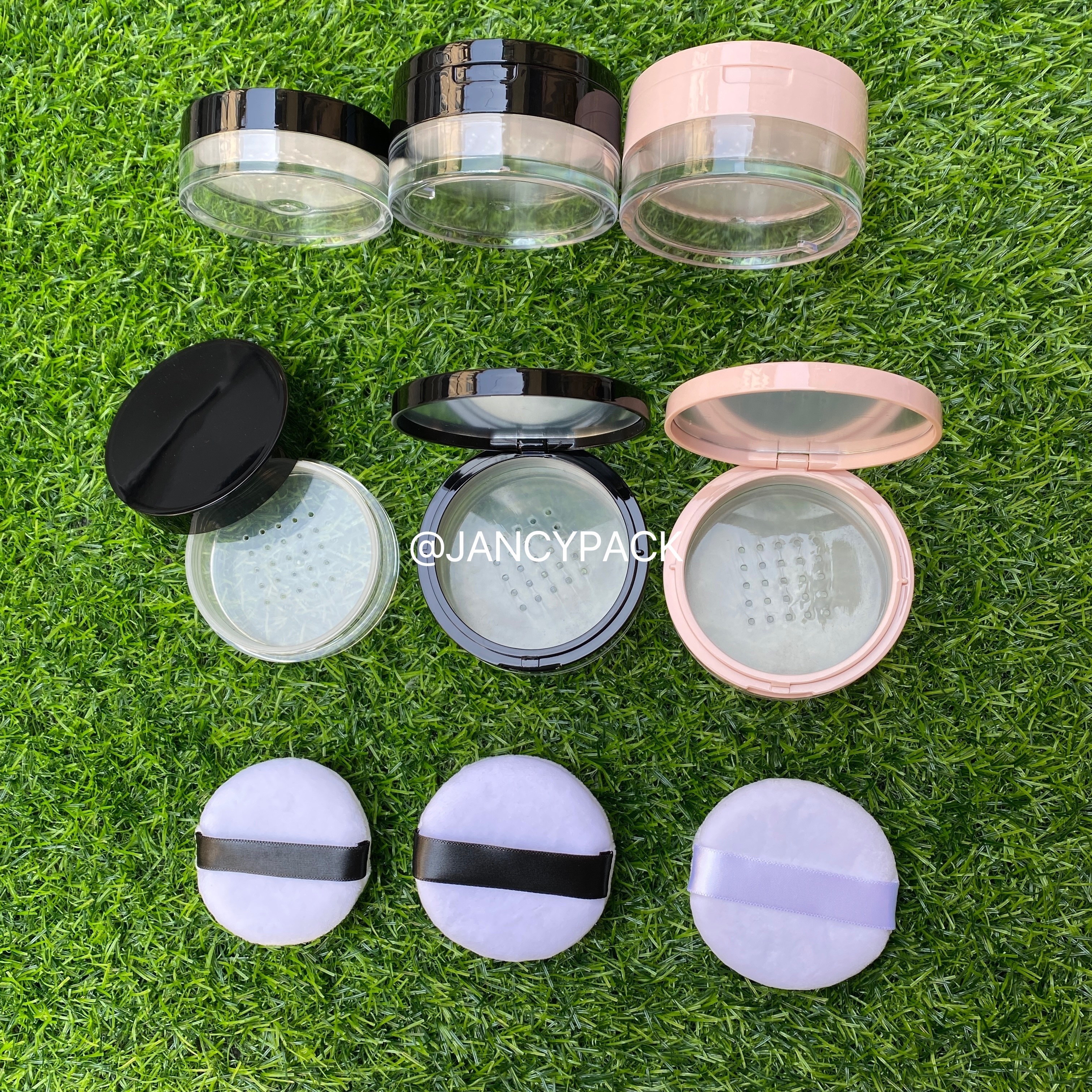 JANCY 10g 15g Luxury Clear Empty Loose Powder Jar Plastic Glitter Nail Powder Pot compact case with screw flip Lid with sifter