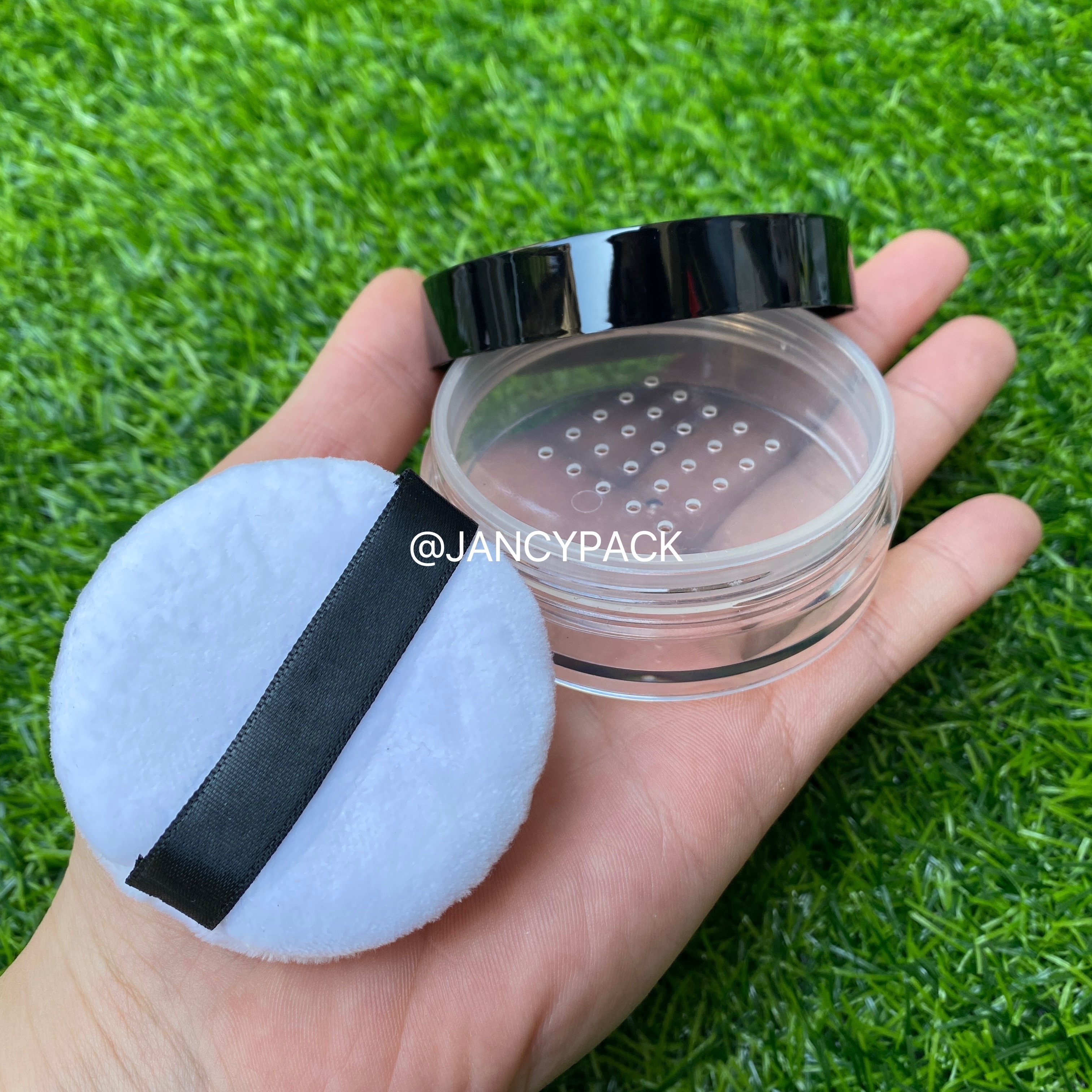 JANCY 10g 15g Luxury Clear Empty Loose Powder Jar Plastic Glitter Nail Powder Pot compact case with screw flip Lid with sifter