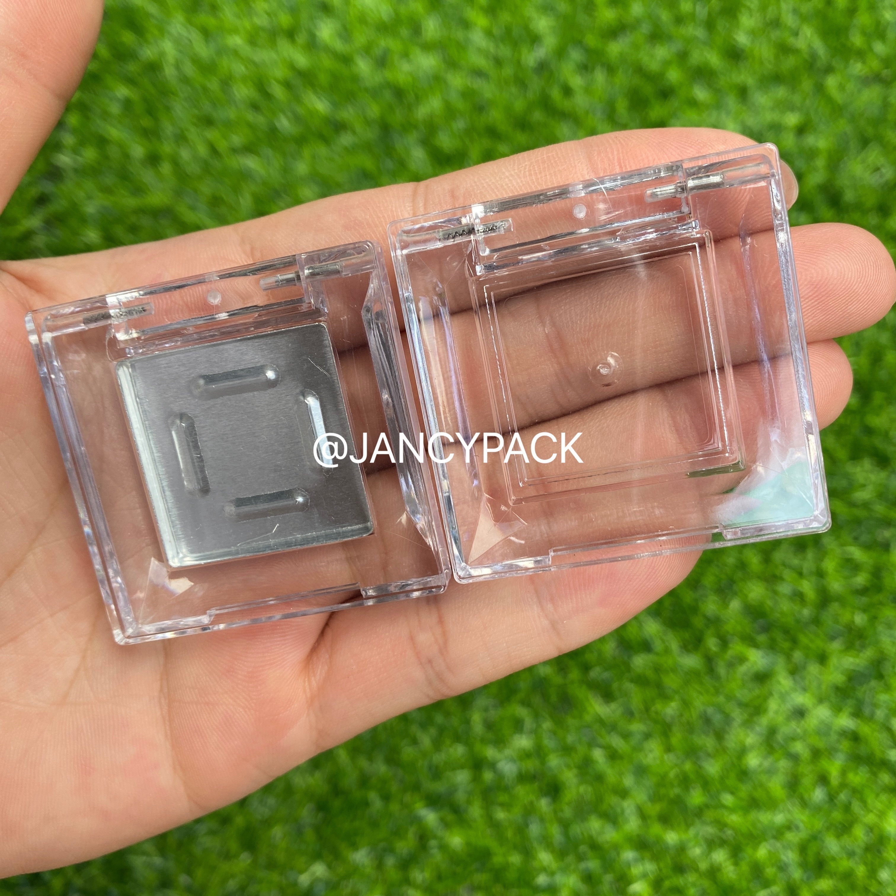 1.5g Cosmetic Packaging Transparent clear Square Plastic Single Glitter powder Empty Eyeshadow Palette Compact Blush Powder Case