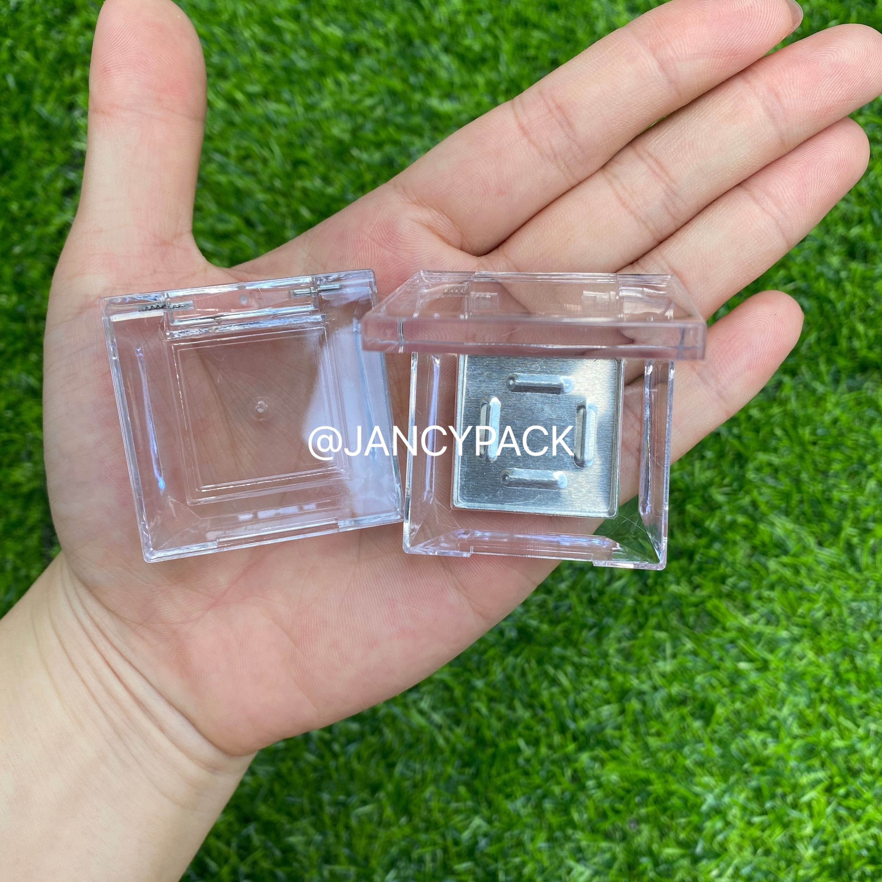 1.5g Cosmetic Packaging Transparent clear Square Plastic Single Glitter powder Empty Eyeshadow Palette Compact Blush Powder Case