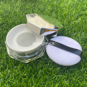 10g New arrival empty hexagon plastic loose powder cosmetic packaging Jar with sifter press powder compact case for make-up