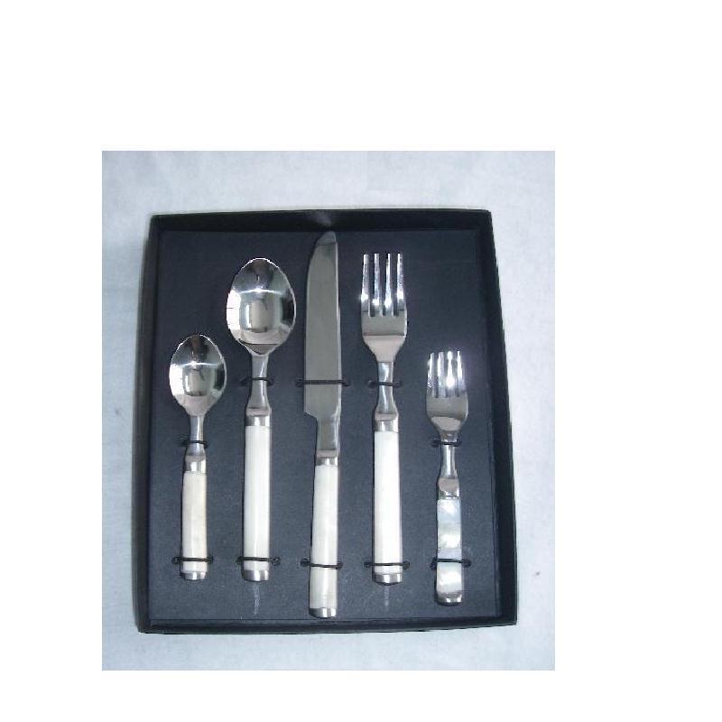 Steel Cutlery Set With Bone Mosaic Handle In Natural Polish Finish Dinner Set Flatware Cutlery Set