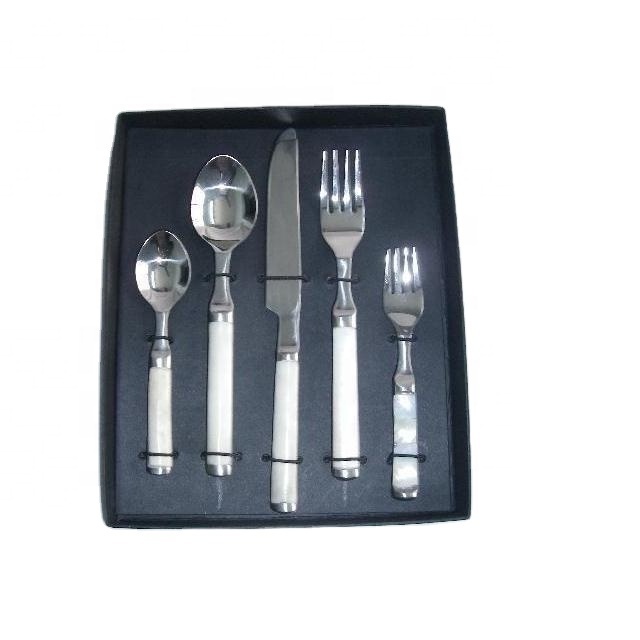 Steel Cutlery Set With Bone Mosaic Handle In Natural Polish Finish Dinner Set Flatware Cutlery Set