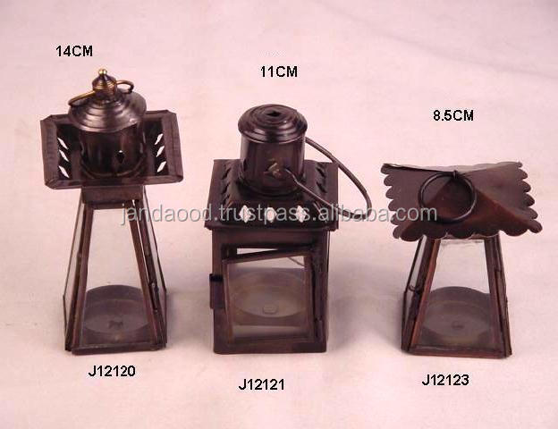 Small Antique Copper Finished Iron Lanterns In Three Shapes Home Decoration Small Candle Lantern