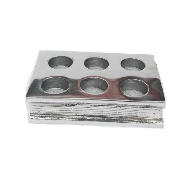 Cast Aluminium Tea Light Holder in Book Shape With For 6 Tea Lights Mirror Polish Also Available In Mat