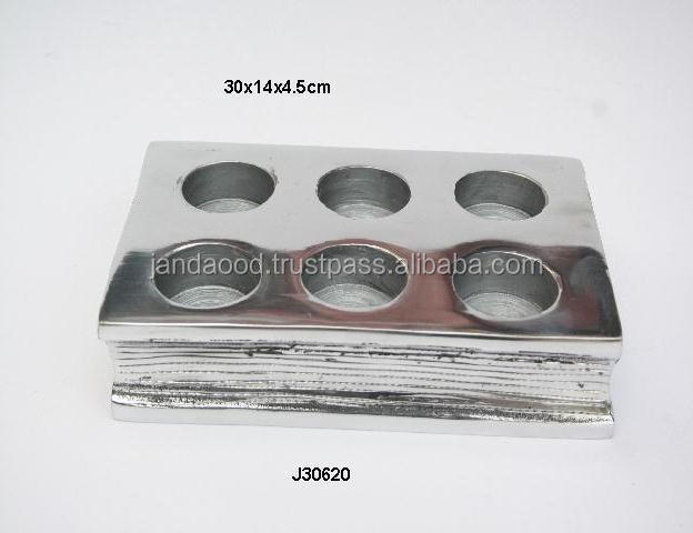 Cast Aluminium Tea Light Holder in Book Shape With For 6 Tea Lights Mirror Polish Also Available In Mat