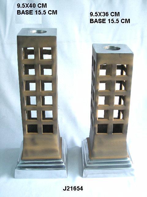 Mirror Polished Candle Holder Square Pillar Style Made in Cast Aluminium with Terracotta Finish Home Decor Candle Holder