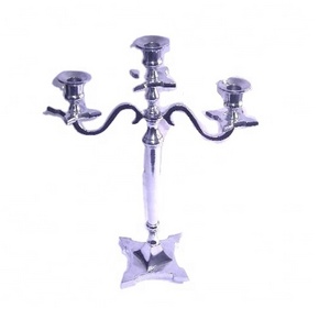 Candelabra Pointed Square Base In Cast Aluminium With Mirror Polish Finish Wedding Party Home Decoration