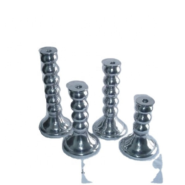 Cast Aluminium Candle Holder Set of Four Pcs With Mirror Polish Home Decor Metal Candle Holder