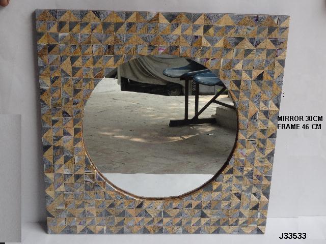 Mother Of Pearl And Wood Mosaic Mirror Frame Available In All Sizes Wall Decoration Mother of Pearl Inlay Wall Mirror