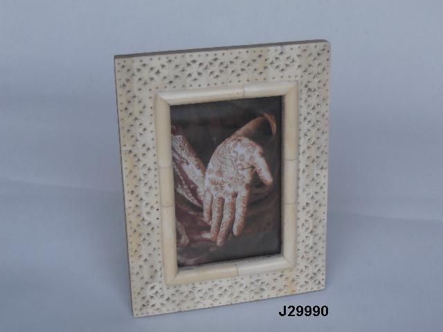 Antique Finish Bone Inlay Photo Frame With Curving In Square Patterns Photo Frame  Available In All Sizes