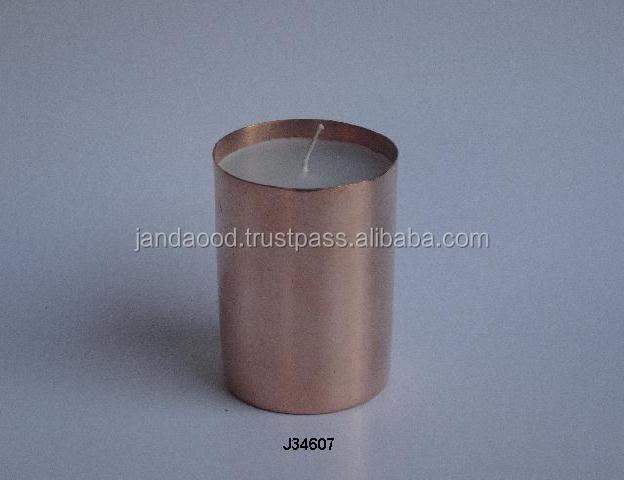 Plain Copper Votive In Mirror Polish With Wax Also Available With Our Wax Candle Accessories