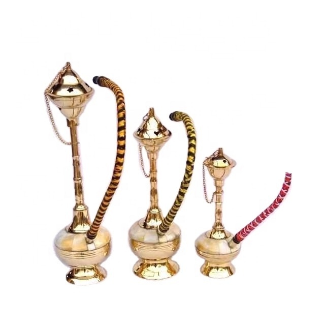 Hookah Made in Brass with Mother of Pearl Inlay and One Out Let Brass Hookah Metal Hookah Polished Finish