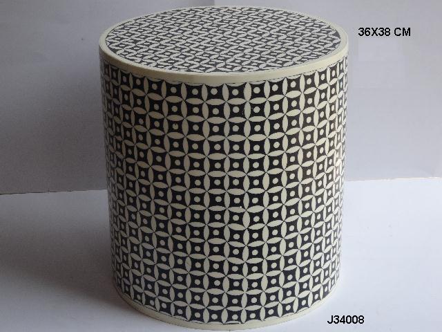 Bone Inlay Square Stool also Available in Other Mosaics and Colors Handmade Small Furniture