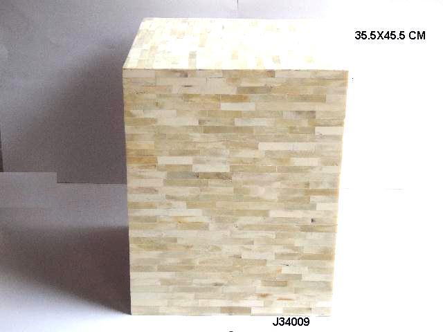 Bone Inlay Square Stool also Available in Other Mosaics and Colors Handmade Small Furniture