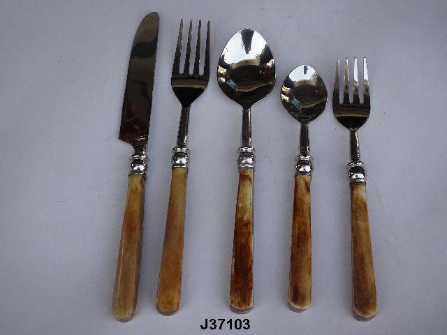 Stainless Steel Flatware Set Stainless Steel Cutlery Set Fork Spoon Knife  Set With Bamboo  Handle Flatware