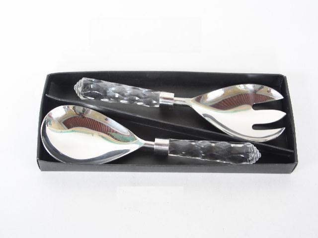 Acrylic Handle Salad Server Set in Steel Polished Handles in other Material also Available Flatware