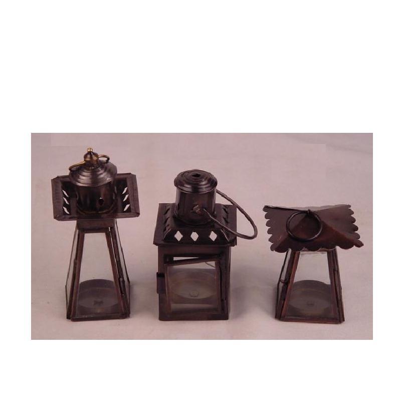 Small Antique Copper Finished Iron Lanterns In Three Shapes Home Decoration Small Candle Lantern