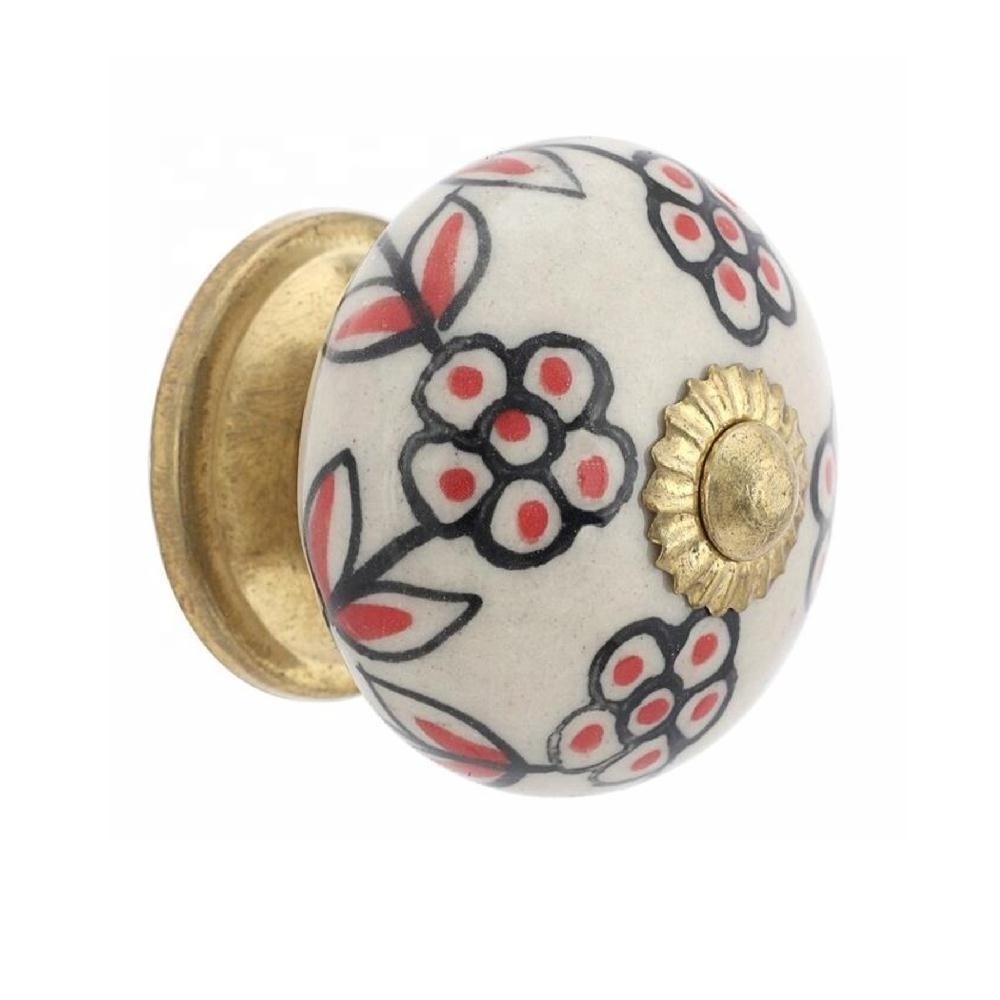 Colorful Floral Hand Painted Ceramic Knob Unique Ceramic Drawer Pulls Kitchen Handles Kitchen Cupboard Handles Door Knobs