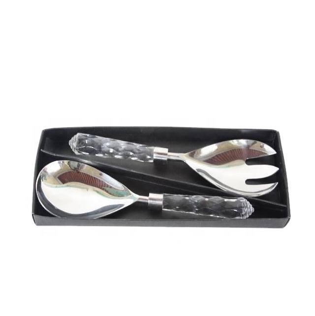 Acrylic Handle Salad Server Set in Steel Polished Handles in other Material also Available Flatware