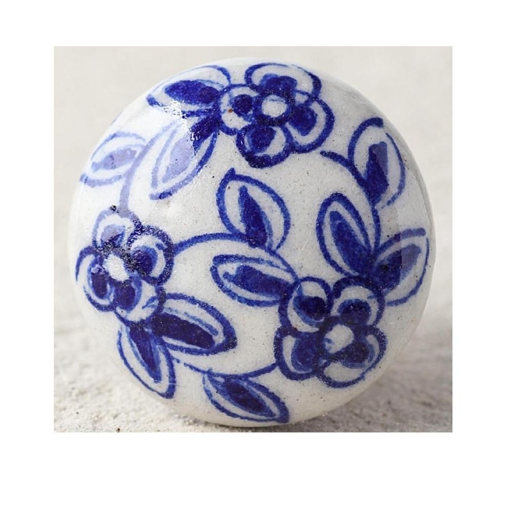 Blue and White Floral Ceramic Cabinet Knob Drawer Pulls for Drawer Kitchen Cabinet Door Handle Furniture Knob Home Decoration