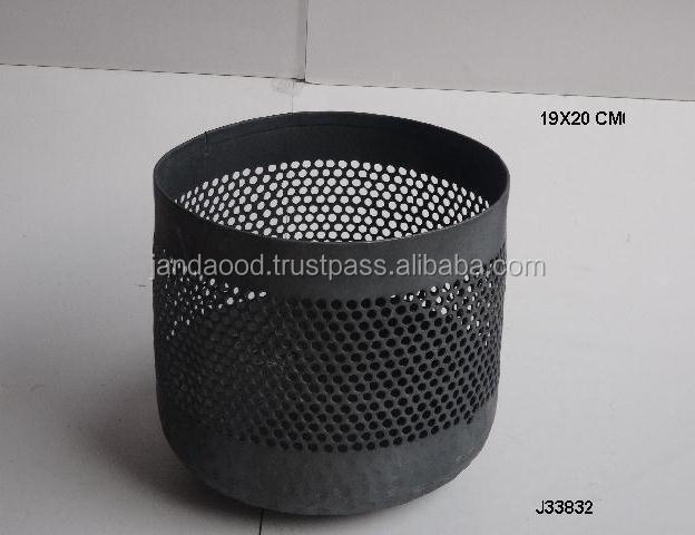 Aluminium Cylindrical Shape Votive Tea Light Holder Candle Holder  With Hand Cut Patterns in Grey Finish  Home Decor