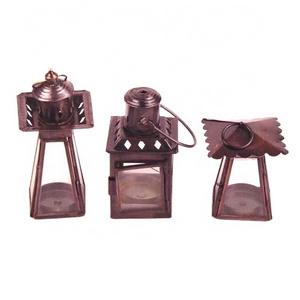 Small Antique Copper Finished Iron Lanterns In Three Shapes Home Decoration Small Candle Lantern