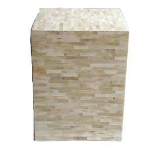 Bone Inlay Square Stool also Available in Other Mosaics and Colors Handmade Small Furniture