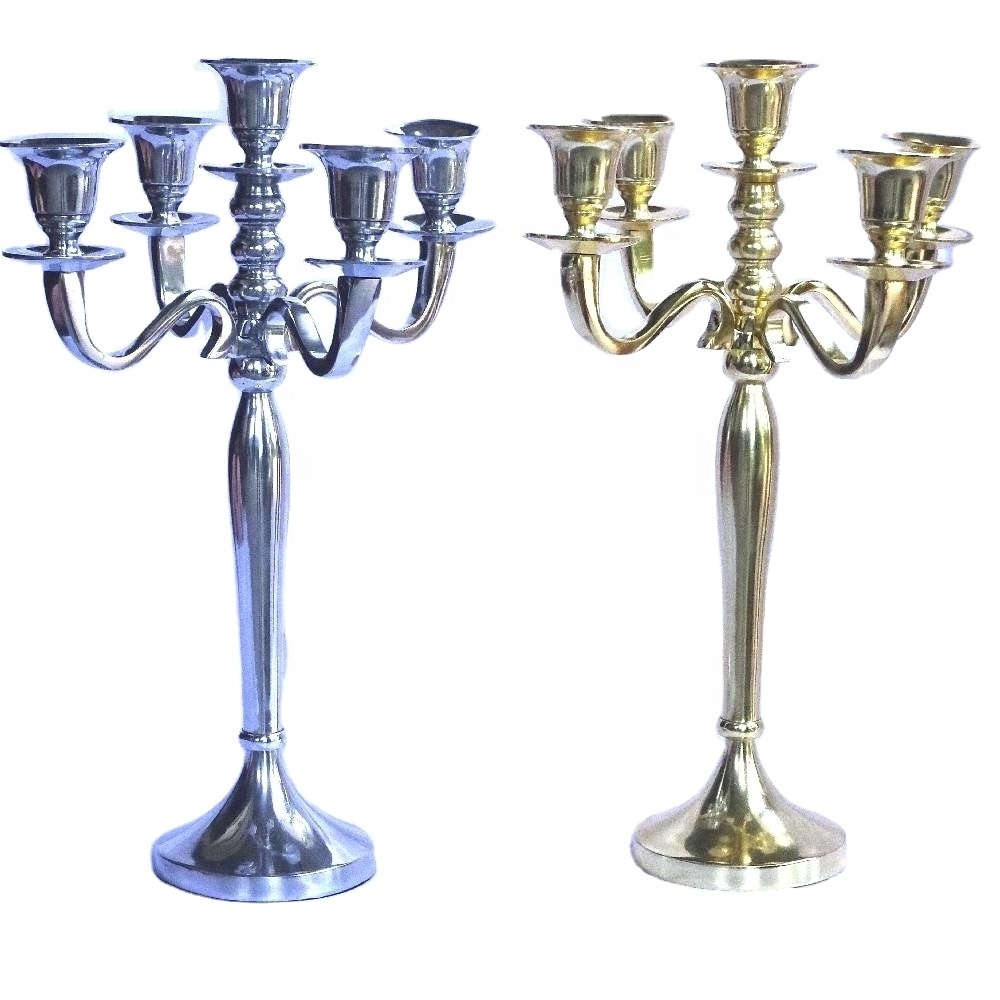 Gold and Silver Candle Holder 5 candle Holder Candelabra  Wedding Party Candelabra  Home Decoration Christmas  Candle holder