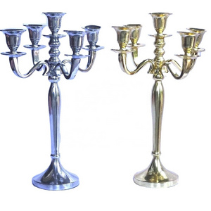 Gold and Silver Candle Holder 5 candle Holder Candelabra  Wedding Party Candelabra  Home Decoration Christmas  Candle holder