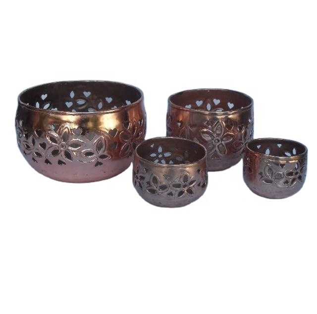 Aluminium Votive in Five Sizes with Hand Cut Patterns in Copper Candle Holder Candle votive also Home Decoration Metal Crafts