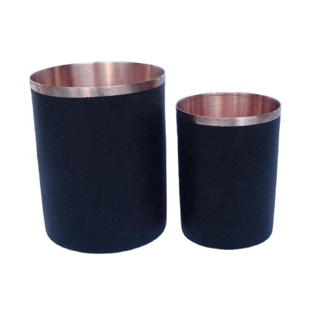 Copper Flower Vase With Mirror Polish With Mat Black Finish And Top Rim in Polish Home  Decoration  Metal Candle Vessel