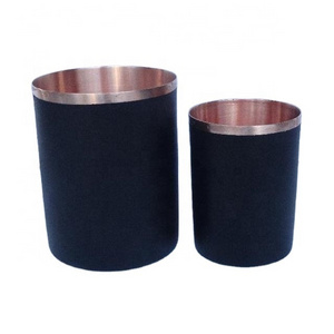 Copper Flower Vase With Mirror Polish With Mat Black Finish And Top Rim in Polish Home  Decoration  Metal Candle Vessel