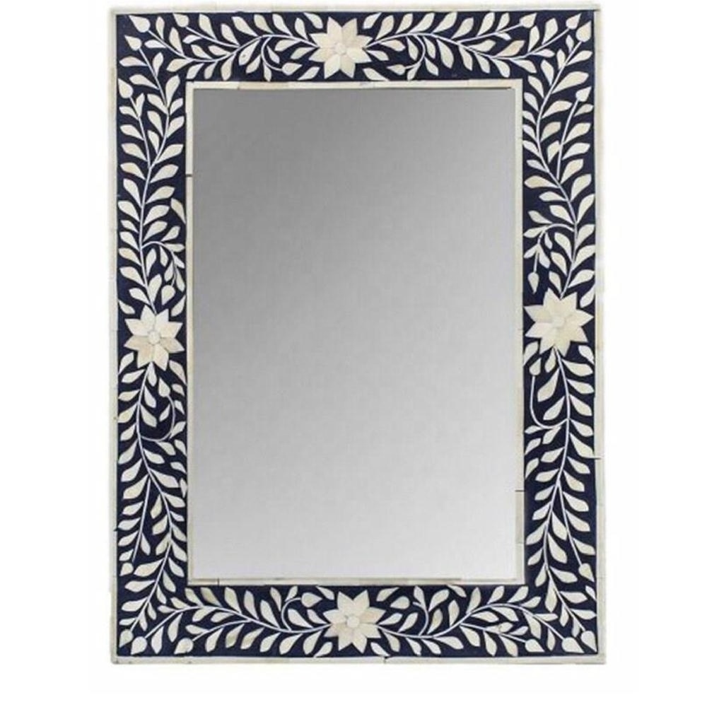 Rectangular Bone Inlay Wall Mirror Frame Antique Replica Bone Mirror Frame Decorative For Living Room Bone Craft