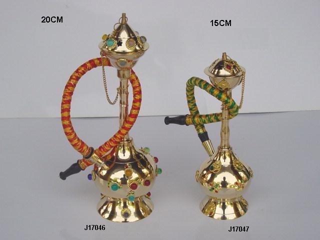 Hookah Made in Brass with Mother of Pearl Inlay and One Out Let Brass Hookah Metal Hookah Polished Finish