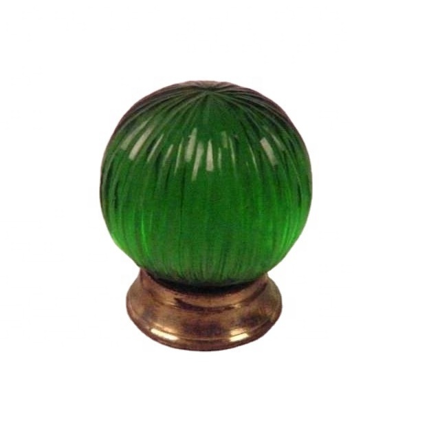 Glass Knob With Brass Base in Green Colour Glass Glass Cabinet Knobs Drawer Pulls for Home Kitchen Office Bathroom