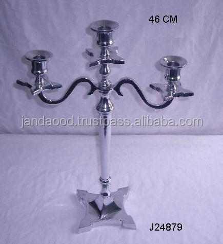 Candelabra Pointed Square Base In Cast Aluminium With Mirror Polish Finish Wedding Party Home Decoration