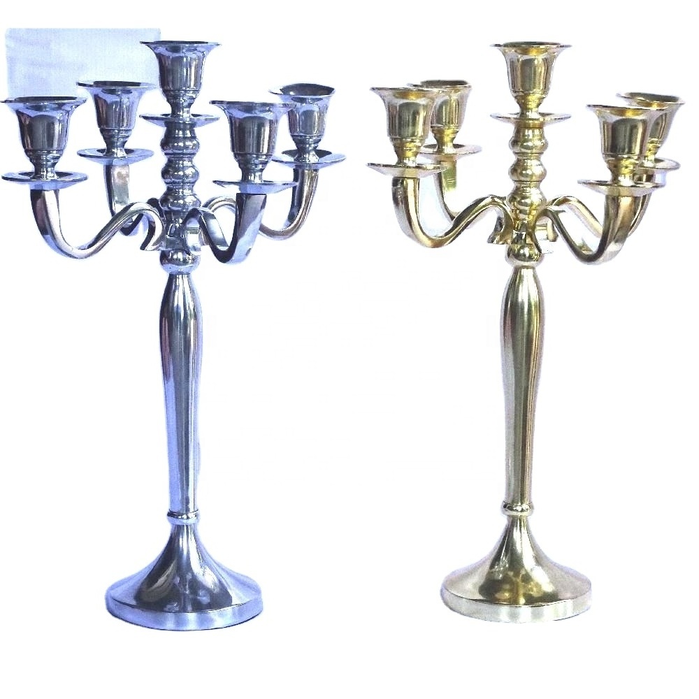 Gold and Silver Candle Holder 5 candle Holder Candelabra  Wedding Party Candelabra  Home Decoration Christmas  Candle holder