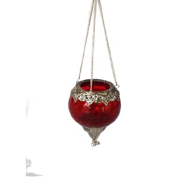 Hanging Votive With Silver Plated Fittings And Tea Light Holder in Glass All Colours Available