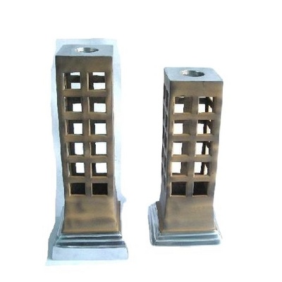 Mirror Polished Candle Holder Square Pillar Style Made in Cast Aluminium with Terracotta Finish Home Decor Candle Holder