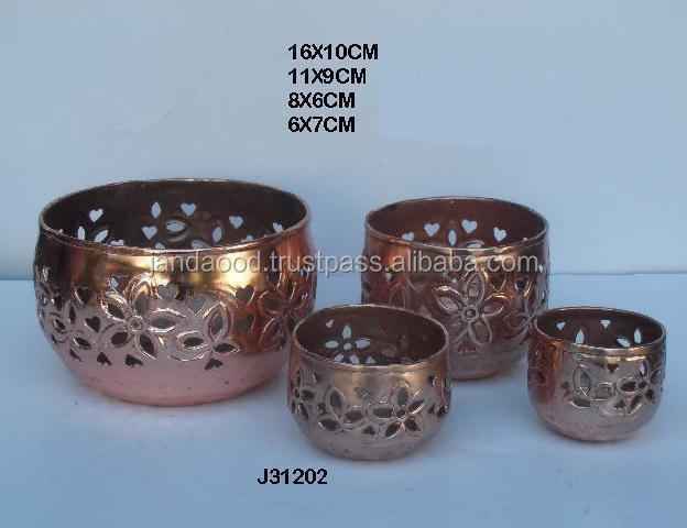 Aluminium Votive in Five Sizes with Hand Cut Patterns in Copper Candle Holder Candle votive also Home Decoration Metal Crafts