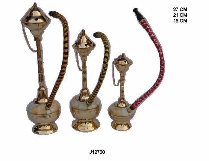 Hookah Made in Brass with Mother of Pearl Inlay and One Out Let Brass Hookah Metal Hookah Polished Finish