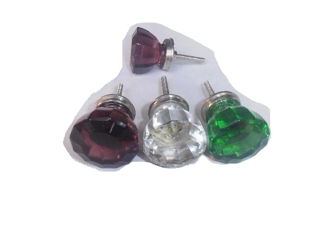 Multi Colour Glass Knob With Screw and Nut Available in all Colors Cabinet Knob Drawer Pulls for Home Office and Kitchen