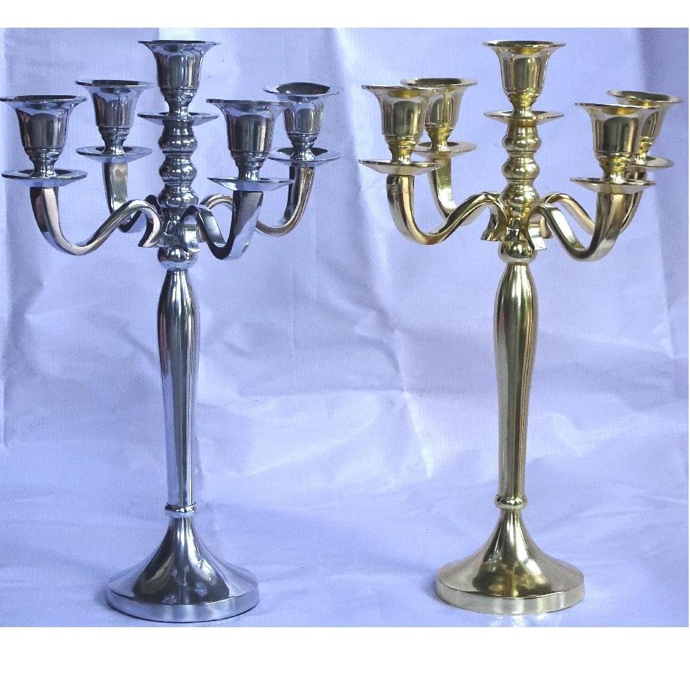 Gold and Silver Candle Holder 5 candle Holder Candelabra  Wedding Party Candelabra  Home Decoration Christmas  Candle holder