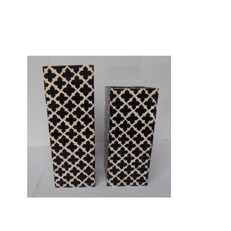 Handmade Resin Mosaic Flower Vase With Patterns Black And White Colour Home Decoration Vase