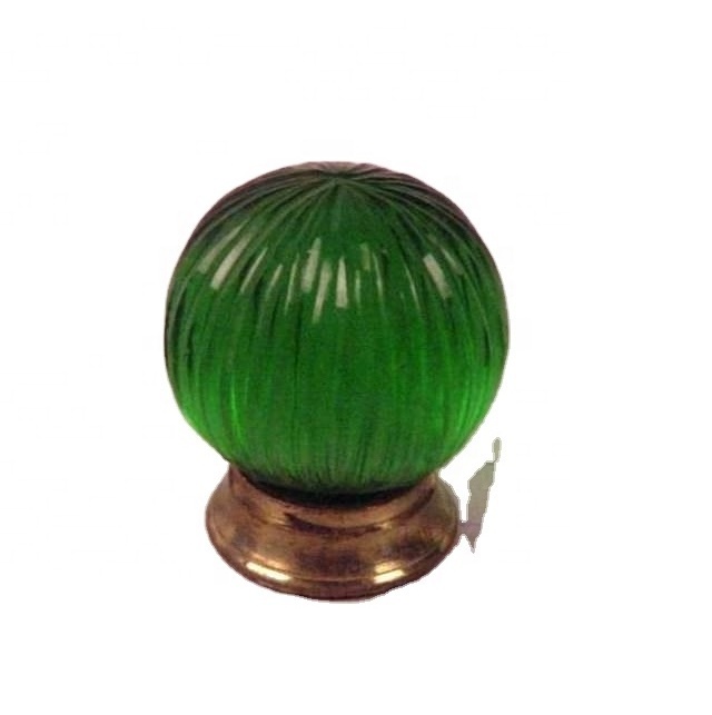 Glass Knob With Brass Base in Green Colour Glass Glass Cabinet Knobs Drawer Pulls for Home Kitchen Office Bathroom